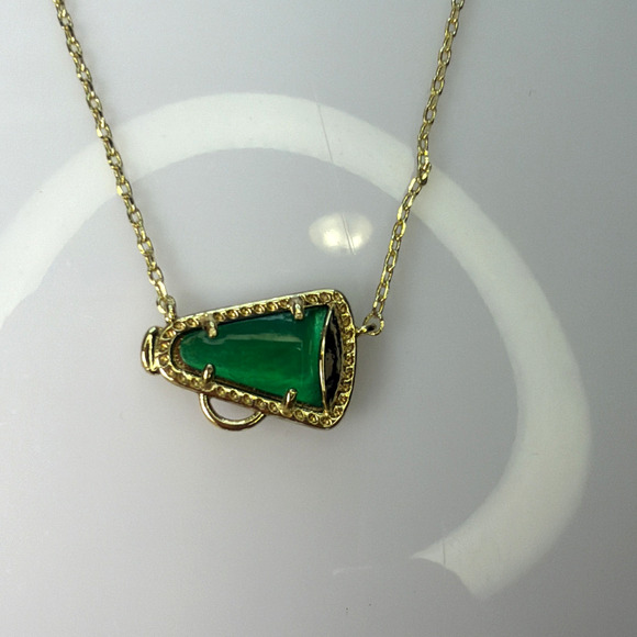 Kendra Scott Cheer Gold Short Pendant Necklace Emerald Illusion NWT Dust Pouch - Picture 2 of 7